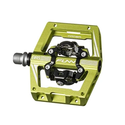 Abbildung von Funn Mamba S MTB Clipless Pedale, doppelseitige klick Kompaktplattform Mountainbike kompatibel mit SPD Cleats, 9/16 Zoll CrMo Achse Fahrradpedale (Grün)