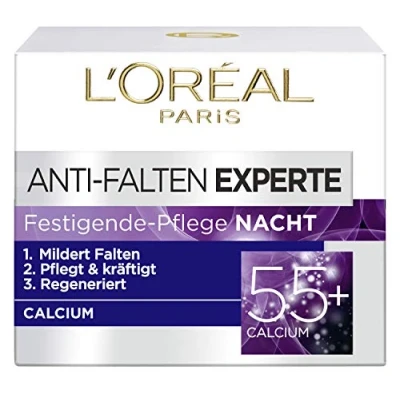 Abbildung von L&#039;Oréal Paris Nachtpflege für das Gesicht, Feuchtigkeitspendende Anti Aging Nachtcreme mit Calcium zur Minderung von Falten, Falten Experte 55+, 1 x 50 ml