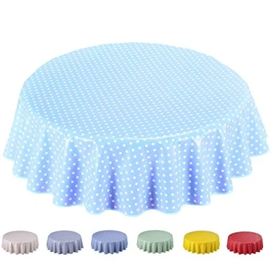 Abbildung von Wachstuch Tischdecke Abwaschbar 160cm Kleine Tupfen (Rund 160cm, Hellblau)