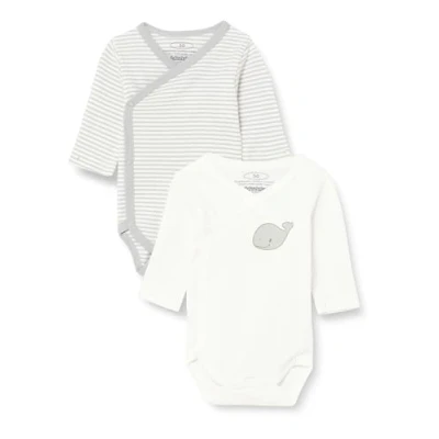 Abbildung von Playshoes Unisex Baby Wickel body 1/1 arm 2er Pack Wal 809503, 2 natur, 44