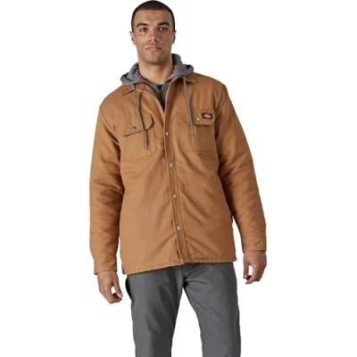 Abbildung von Dickies, Herren, Hemdjacke mit Fleecekapuze, legere Passform, BROWN DUCK, XL