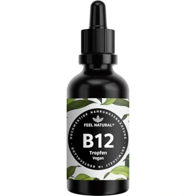 Abbildung von Vitamin b12 Tropfen 50 ml 500µg pro beide aktive Formen Adeno &amp; methylcobalamin Vegan hochdosiert Laborgeprüft, ohne Zusätze, in Deutschland produziert