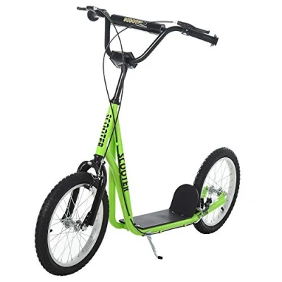 Abbildung von HOMCOM Kinderroller Scooter Tretroller Cityroller Kickscooter Roller Kinder Kickboard mit Luftreifen und Handbremse Wasserfest Faltbar ab 5 Jahre 16 Zoll Grün 139 x 58 90 96 cm