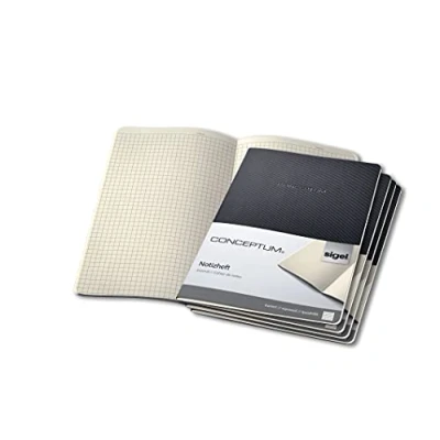 Abbildung von SIGEL CO860 Notizheft schwarz, ca. A4, 64 Seiten kariert, aus nachhaltigem Papier, Conceptum 5er Pack