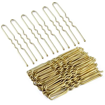 Abbildung von Zeayebsr 100 Stück Haarnadeln U Haarnadel Metall Wellenform Haarklammern Klassische Bobby Pins für Mädchen und Frauen Gewellt Haarschmuck Friseursalon Kinder Mädchen(Gold)