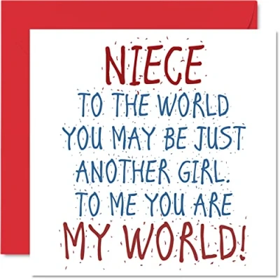 Abbildung von Schöne Geburtstagskarten Nichte Niece You Are My World Geburtstagskarte von Tante oder Onkel Geburtstagsgeschenke 145 mm x Grußkarten Geschenk Frauen