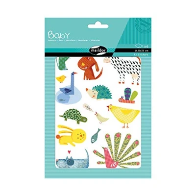 Abbildung von Maildor AE031O Baby Packung Stickers (mit 6 Bögen in Format DIN A5, 14, 8 x 21cm, ideal für Kinder ab 2 Jahren, Haustiere) 1 Pack