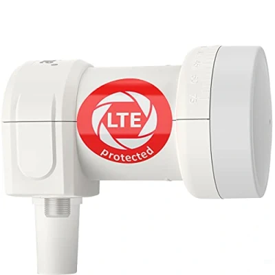 Abbildung von DUR line +Ultra Single LNB 1 Teilnehmer weiß mit LTE Filter [ Test SEHR GUT *] Fach, digital Wetterschutz, Full HD, 4K,Premium Qualität