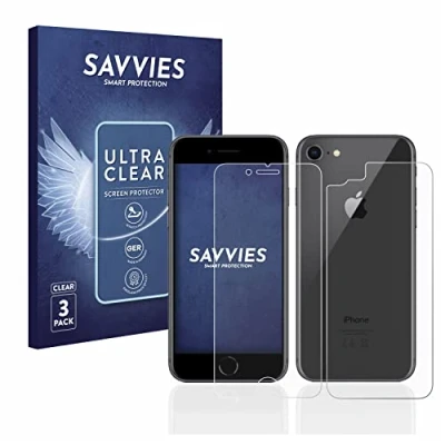 Abbildung von Savvies 6 Stück Schutzfolie für Apple iPhone 8 (Display+Rückseite) Displayschutz Folie Ultra Transparent
