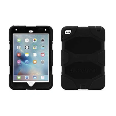 Abbildung von Griffin Survivor All Terrain Schutzhülle für Apple iPad mini 4 schwarz [Militär Standard I Displayschutzfolie Extrem widerstandsfähig Abnehmbarer Ständer] GB41353