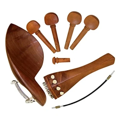Abbildung von KERREY 4/4 Violine Teile Zubehör Jujube Holz Kinnhalter Saitenhalter Feinstimmer Stimmwirbel Tailgut Endpin Saiten Kit Geigen