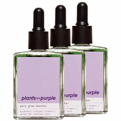 Abbildung von 3x Pure Glow Booster Vitamin C Serum hochdosiert für strahlende Haut Alle Hauttypen Gesichtspflege Frauen Gesichtsserum 100% vegan Naturkosmetik 30ml Plants Are Purple