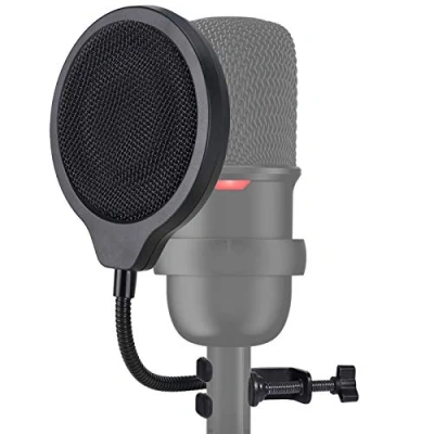 Abbildung von SoloCast Mikrofon Pop Filtermaske für HyperX Mikrofon, 10,2 cm, 3 Schichten, Windschutzscheibe mit flexiblem 360 Schwanenhals Clip von SUNMON