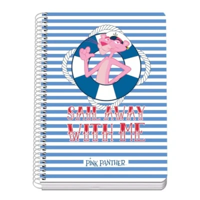 Abbildung von DOHE Notizbuch A5, kariert, Spiralbindung, 80 Blatt mit 90 g/m², 4 mm, fester Einband, Pink Panther Sailing, Schulmaterial