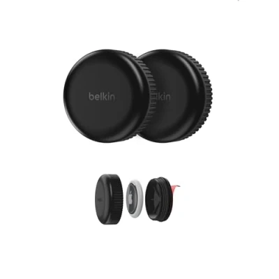 Abbildung von Belkin wasserfester Apple AirTag Secure Holder mit Klebestreifen, robuste, Kratzfeste Hülle, Schutz, Schlüsselanhänger für Skateboard, Trailer, Drohne, Fahrrad usw. Schwarz (2er Pack)