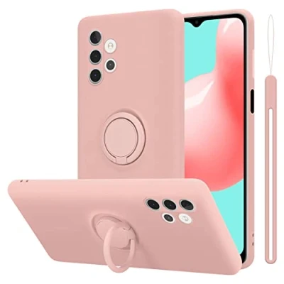 Abbildung von Cadorabo Hülle kompatibel mit Samsung Galaxy A32 4G Schutzhülle TPU Silikon Case Liquid Design Ring Slim Kratzfest Liquidsilikon Microfaser für in Rosa