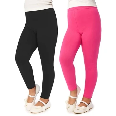 Abbildung von Merry Style Mädchen Lange Leggings aus Viskose 2 Pack MS10 130 (Schwarz/Rosa (2Pack), 116 cm)