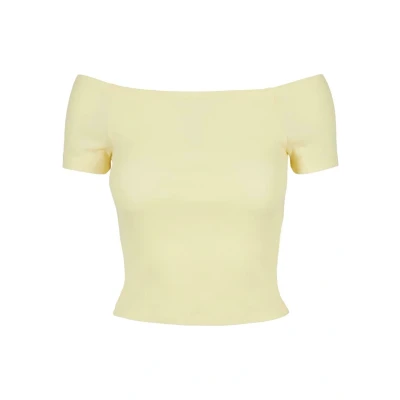 Abbildung von Urban Classics OFF Shoulder Tshirt basic, Damen, Größe: 4XL, Softyellow