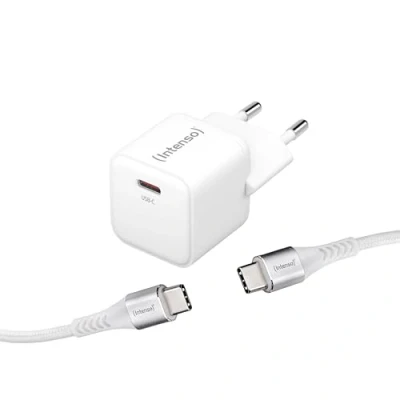 Abbildung von Intenso Power Adapter W30C GaN Set, USB C Netzteil mit 30 Watt und Technologie zu Daten+Ladekabel, weiß