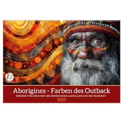Abbildung von Aborigines Farben des Outback (Wandkalender 2025 DIN A2 quer), CALVENDO Monatskalender