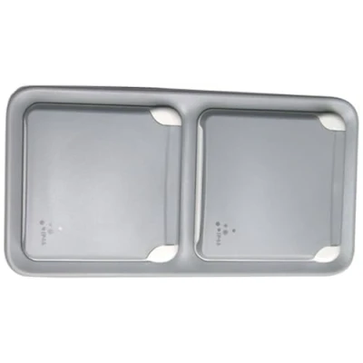 Abbildung von LEGRAND, Plexo Classic Feuchtraum Aufputz Schutzkontakt Steckdose, 2 fach (SL), vertikal, vorverschient, 16 A/250 V, IP44 IK07, grau, 069744