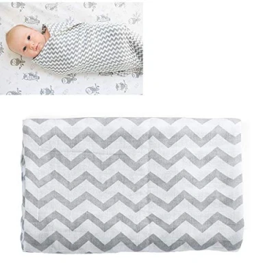 Abbildung von G Tree Muslin Babydecke, weiche Badetuch Baumwolle Double Layer Neugeborene Swaddle Babydecke Wrap Tuch (Streifen)