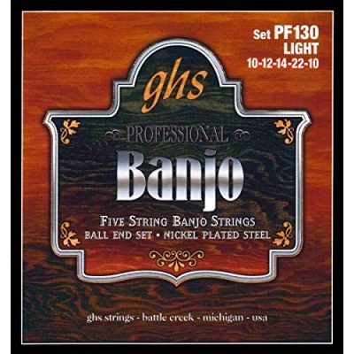 Abbildung von GHS Professional PF130 Banjo String Set, 5 String, Ball End, Stainless Steel, Light, .011 .022