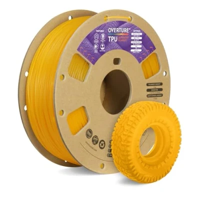 Abbildung von OVERTURE TPU Filament 1.75 mm, Flexible Rolle Weiches 3D Drucker Filament, 95A 1kg Spule (2.2 lbs), Maßgenauigkeit +/ 0,02 mm(Gelb)