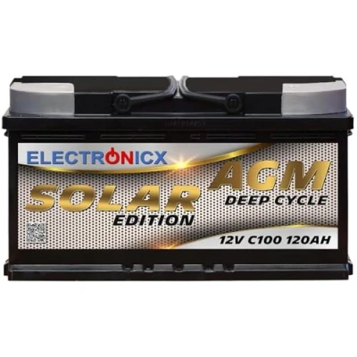 Abbildung von Solarbatterie 12V 120AH Electronicx Solar Edition AGM Batterie Akku Versorgungsbatterie stromspeicher photovoltaik Camping Solaranlage Gartenhaus