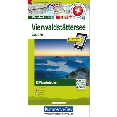 Abbildung von Kümmerly+Frey Wandertourenkarte 11 Vierwaldstättersee 1:50.000: inkl. Luzern. Mit 33 Tourenvorschlägen, Wetterfest Höhenprofil &amp; Zeitangabe pro Tour (Kümmerly+Frey Touren Wanderkarten, Band 11)