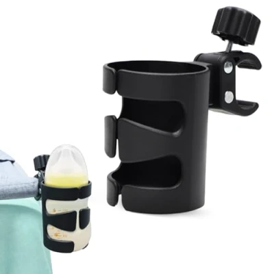 Abbildung von Getränkehalter Kinderwagen, Becherhalter Bollerwagen 360 Grad Drehung Einstellbar Kaffeehalter Flaschenhalter Kinderwagen Cup Holder Universal Fahrrad Buggy Zubehör