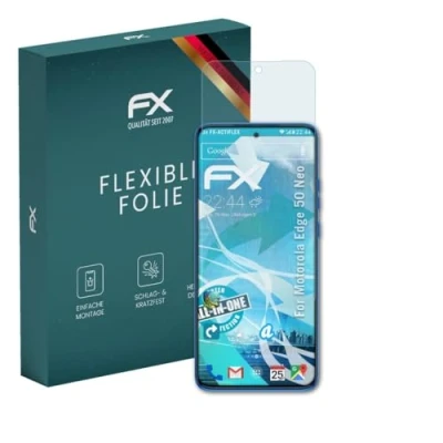 Abbildung von atFoliX Schutzfolie kompatibel mit Motorola Edge 50 Neo Folie, ultraklare und flexible FX Displayschutzfolie (3X)