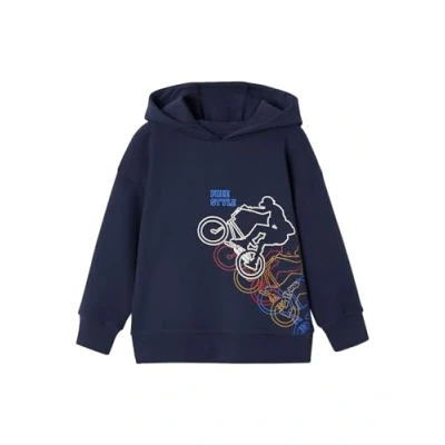 Abbildung von Vertbaudet Jungen Kapuzensweatshirt mit BMX Motiv und Recycling Polyester Marine 158/164