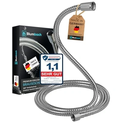 Abbildung von Blumbach Brauseschlauch Premium Duschschlauch, MADE IN GERMANY 3 verschiedenen Längen, (MADE Längen Trinkwassergeprüft nach neuester Technik, GERMANY), 1/2 Zoll flexibler und knickfester Duschschlauch