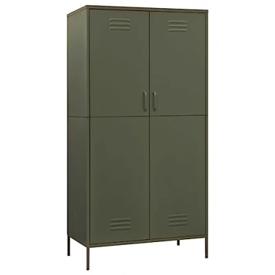 Abbildung von vidaXL Kleiderschrank Olivgrün 90x50x180 cm Stahl