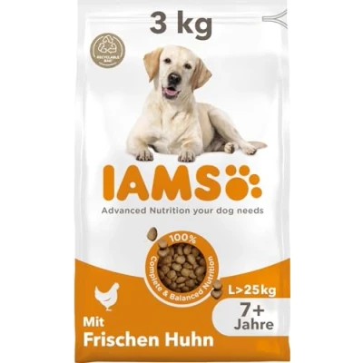 Abbildung von IAMS Senior Hundefutter trocken mit Huhn Trockenfutter für ältere Hunde ab 7 Jahre, geeignet große Hunde, 3 kg