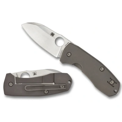 Abbildung von Spyderco Unisex Erwachsene, Taschenmesser, Techno 2 Framelock, Klinge: 6.4 cm, Sheepsfoot, Klappmesser, Taschenclip, Stonewashed, grau, 15 C158TIP2