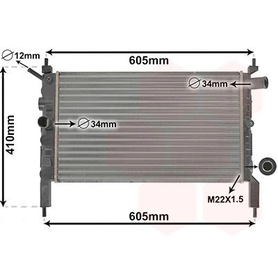 Abbildung von VAN WEZEL 37002023 Kühler, Motorkühlung Aluminium 525 315 34 Kühlrippen mechanisch gefügt OPEL: Astra F Caravan, CC, Limousine