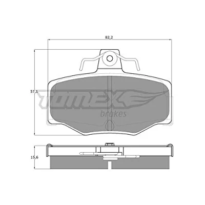 Abbildung von TOMEX brakes TX 12 93 Bremsbelagsatz Hinterachse NISSAN: Almera II Schrägheck, Tino, Primera Limousine