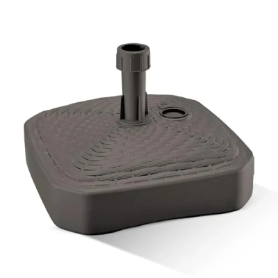 Abbildung von GARDENIX Sonnenschirmständer Quadratisch Braun Rattanoptik aus Kunststoff befüllbar mit Sand, Wasser, Kies zu Garten, Strand, Terrasse Sonnenschirm Schirmhalter Schirmständer Ständer