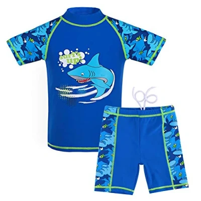 Abbildung von G Kids Kinder Jungen Badeanzug Bademode Zweiteiliger UPF 50+ UV Schützend Schwimmanzug, Blau, 152/158