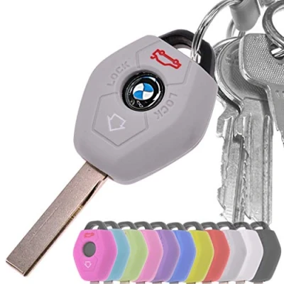Abbildung von Auto Schlüssel Hülle Silikon Schutz Cover Grau für BMW E46 E83 E52 E85 E86 E39 E61 E60 E53