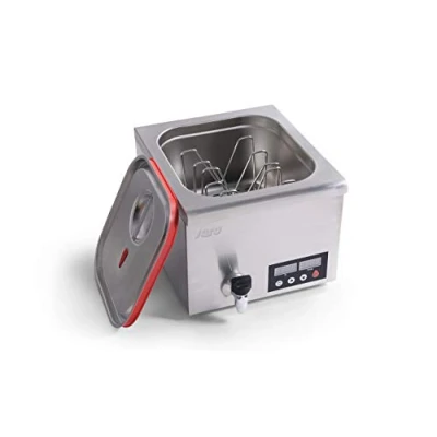 Abbildung von Saro Sous Vide Garer Modell Rivoli Vakuumgarer Dampfgarer (Einstellbare Zeit / Temperaturstufen, Umwälzpumpe, Ablasshahn, Trenngitter, universell steckbares Gestell, 7 14l, digitales Display) silber