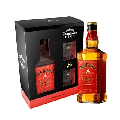 Abbildung von Jack Daniel&#039;s Fire Set Geschenkkarton inkl. 2 Original Gläser Ideal zum Verschenken (1 x 0,7 Liter)