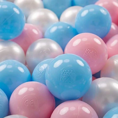 Abbildung von KiddyMoon 100 ∅ 7Cm Kinder Bälle Spielbälle Für Bällebad Baby Plastikbälle Made In EU, Blau/Puderrosa/Perle