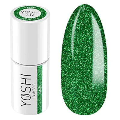 Abbildung von Yoshi Hybrid Nagellack Grün Professionell Ständig 6ml UV Lack für Nails Nail Art Maniküre Zubehör LED und Lampe mit Praktisch Pinsel HO