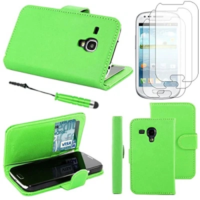 Abbildung von ebestStar kompatibel mit Samsung Galaxy S3 Mini Hülle GT i8190, i8190N Wallet Case Handyhülle [PU Leder], Kartenfächern Standfunktion + Stift +3 Schutzfolies, Grün [Phone: 121.6x63x9.9mm 4.0&quot;]