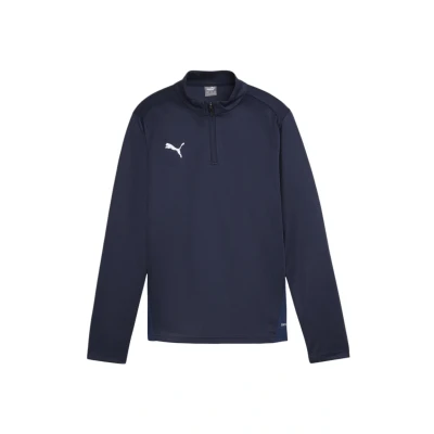 Abbildung von Puma Fussball Training 1/4 ZIP Langarmshirt für Kinder, Größe: 128, Dunkelblauweissblau