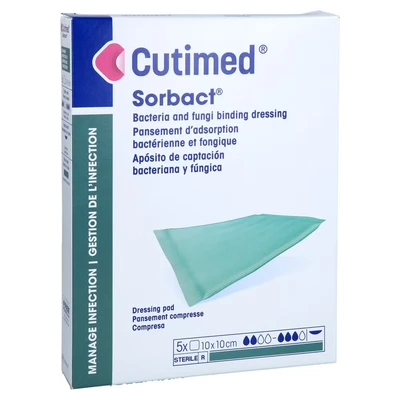 Abbildung von Cutimed Sorbact Saugkompressen 10x10 cm 5 St