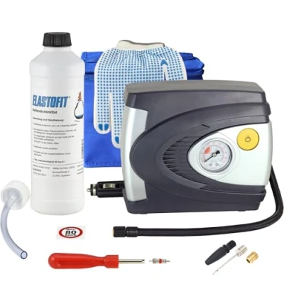 Abbildung von ELASTOFIT Reifen Pannenset mit Kompressor Reifendichtmittel 10 Jahre haltbar (Basic Blue)
